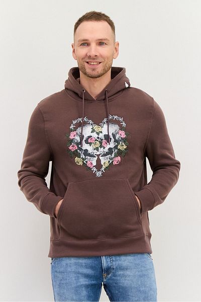 Members Only Men Hooded Embroidered Long Sleeves Sweatshirt, Brown