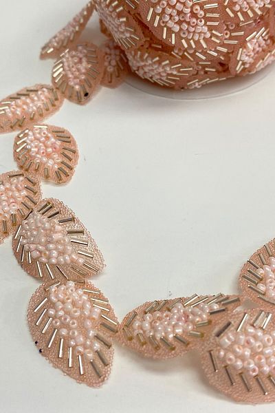 Hayalperest boncuk Pink Leaf Pattern Iron-On Strip Stone Sconce