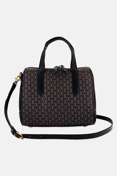 Fossil Women Monogram Satchel Bag 21 H x 25,5 L x 14 W cm, Black Combo