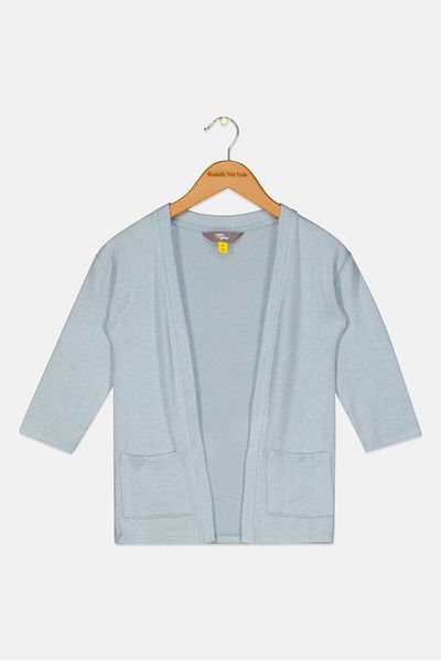 Rumi + Ryder Toddlers Girl Knitted Cardigan, Sage Blue