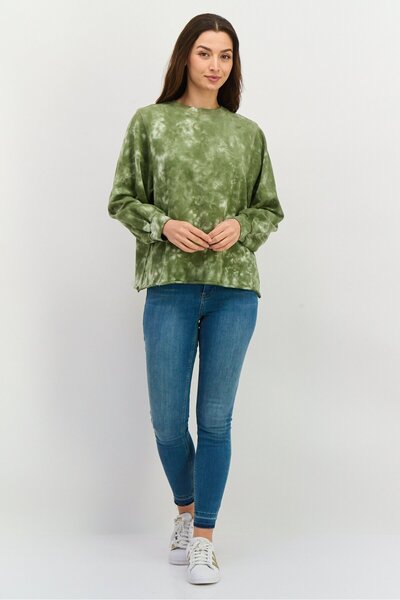 Levi's Women Crew Neck Long Sleeves Tie Dye Sweatshirt, Multicolor