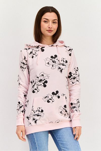 Disney Women Hooded Micky Mouse Sweatshirt, Pink