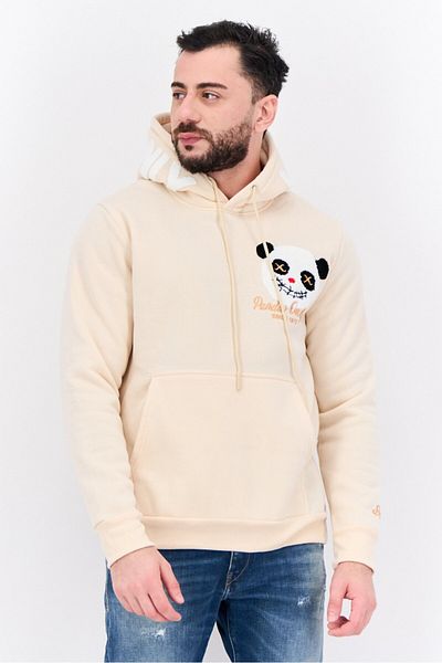 Members Only Men Hooded Embroidered Long Sleeves Sweatshirt, Cream