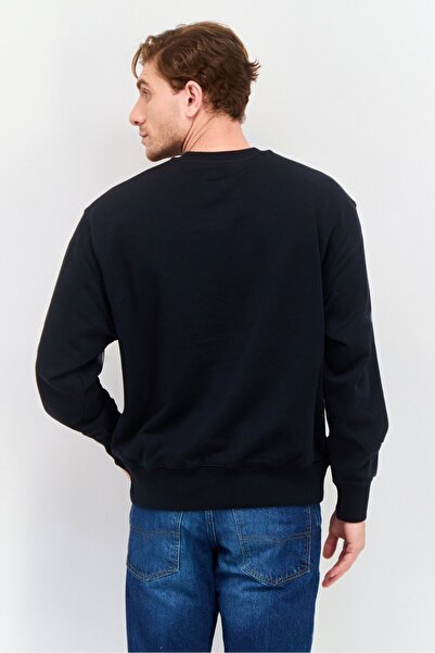 Esprit Men Crew Neck Long Sleeve Brand Logo Sweatshirt, Black