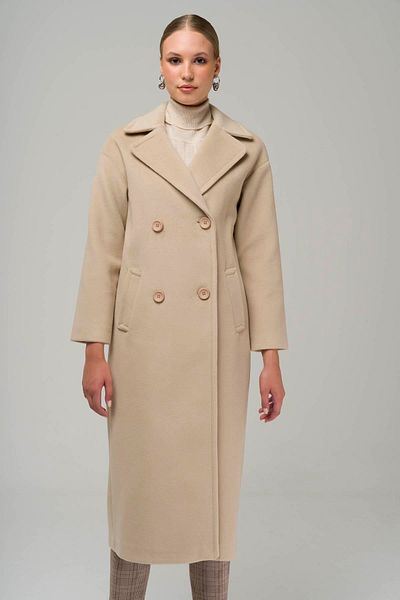 Olcay Zweireihiger mittellanger Oversize-Mantel BEIGE 3860-Y