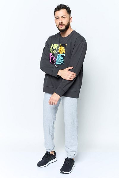 SKECHERS Men Sportswear Fit Long Sleeve Outdoor Sweatshirts, Dark Grey