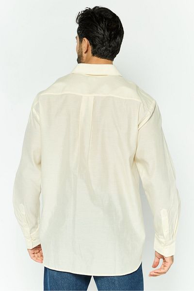 Gant Men Relaxed Fit Plain Long Sleeve Casual Shirt, Cream