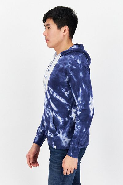 Sovereign Code Men Hooded Long Sleeve Tie Dye Sweatshirt, Blue Combo
