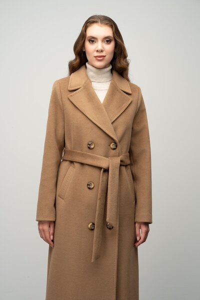 Olcay K. KAMEL 3055 - Exclusive Double Breasted Coat with Point Detail