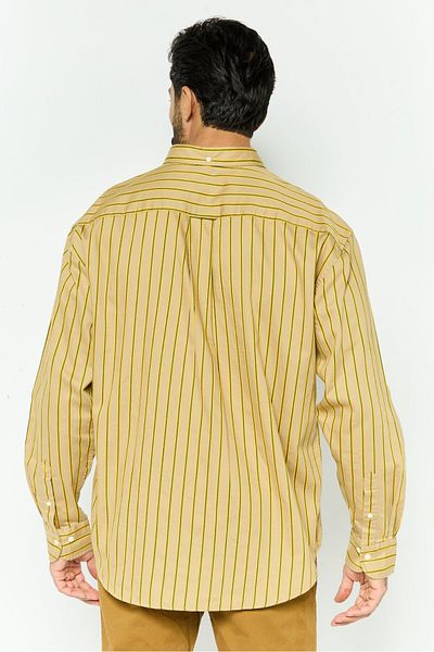 Gant Men Relaxed Fit Stripe Long Sleeves Casual Shirt, Khaki