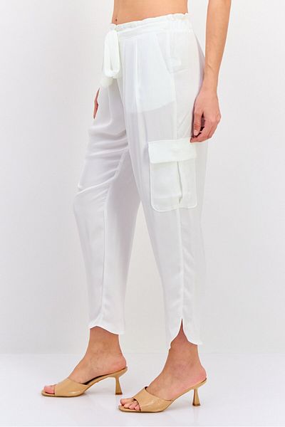 Ramy Brook Women Regular Fit Plain Cropped Pants, Ivory