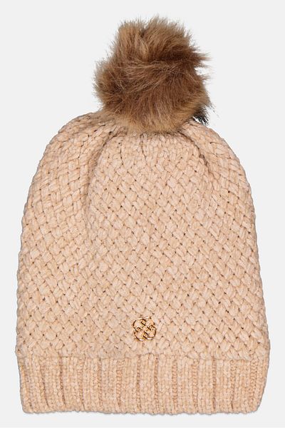 Daisy Fuentes Women Knitted Pompom Beanie, Beige