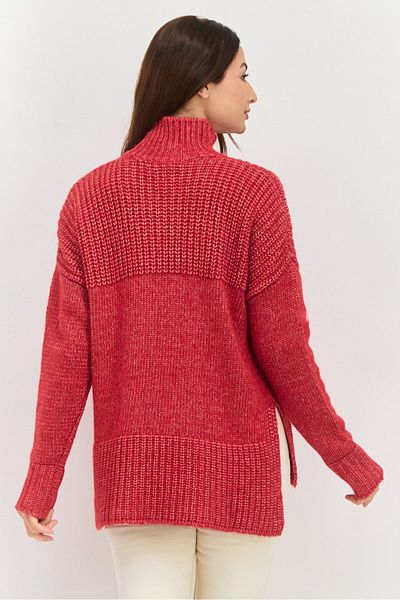 Hugo Boss Women Mock Neck Textured Sweater, Red