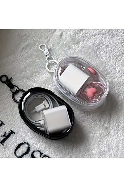 Hombak Şeffaf Şarj Cihazı Ve Kablo Duzenleyici Mini Canta