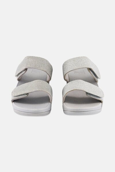 Fitflop Lulu Ajustable Shimmerlux Slides - Silver
