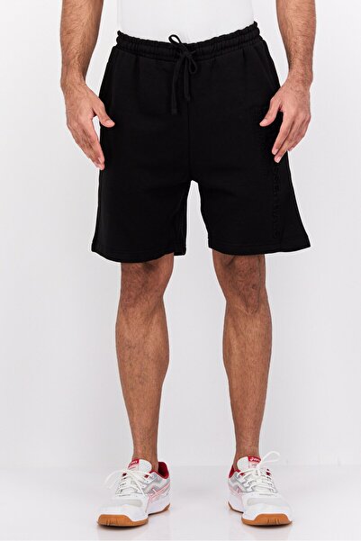 BLANK ESSENTIALS Men Drawstring Embossed Brand Logo Basic Short, Black