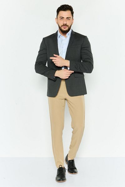 Calvin Klein Men Slim Fit Plain Semi-formal Blazer, Dark Grey