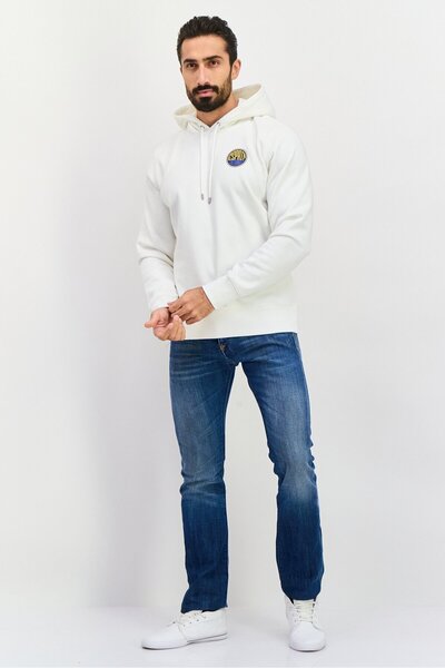 Esprit Men Brand Logo Long Sleeves Hooded Sweatshirt, White