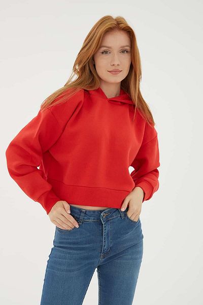 Fashion Friends Hooded Crop Sweat Red