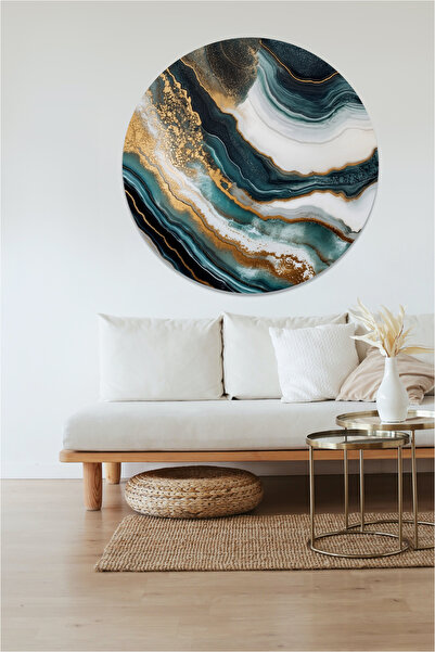 KOSS Dijital Autocolant rotund abstract cu model de marmură, autocolant în fo...