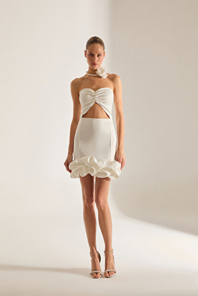 BETTY & SAM Farah Cut Out Straplez KIRMIZI Mini Gece Elbisesi