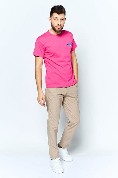 Esprit Men Crew Neck Short Sleeves Brand Logo T-shirt, Pink