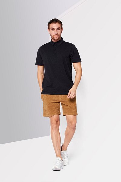 Dkny Men Regular Fit Plain Short Sleeve Polo Shirt, Black