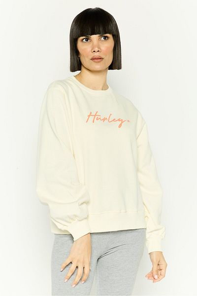 Hurley Women Sportswear Fit Long Sleeve Outdoor Sweatshirt, White