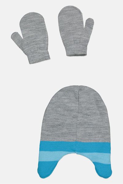NİCKELODEON Toddlers Boy 2 Pcs Graphic Bennie And Mittens Set, Grey