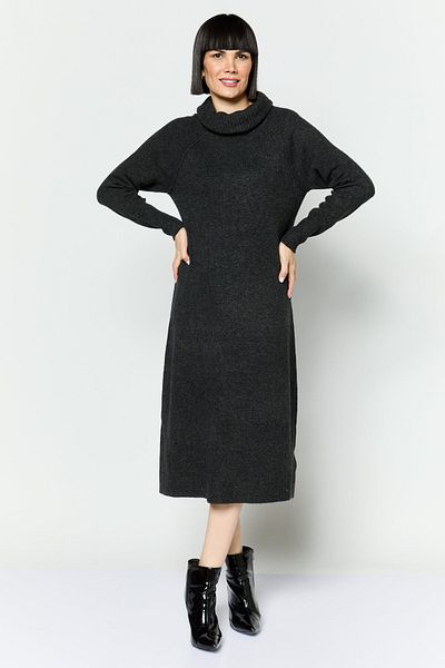 Esprit Women Knitted Midi Dress, Dark Grey