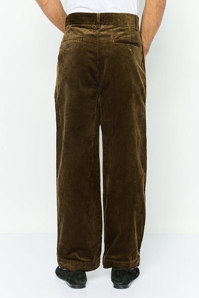 Gant Men Regular Fit Textured Wide Volume Corduroy Pants, Rich Brown