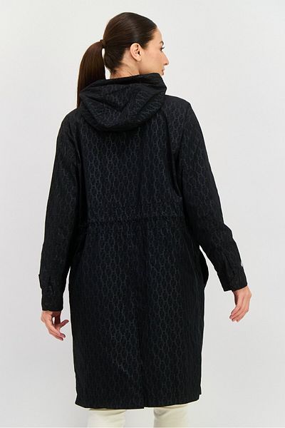 Hugo Boss Women Allover Print Hooded Parka Jacket, Black