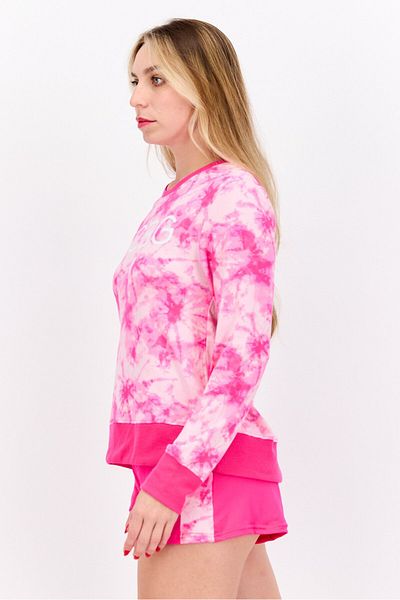 Bcbgeneration Women 2 Piece Graphic Printed Top And Short Sleepwear Set, Pink Combo