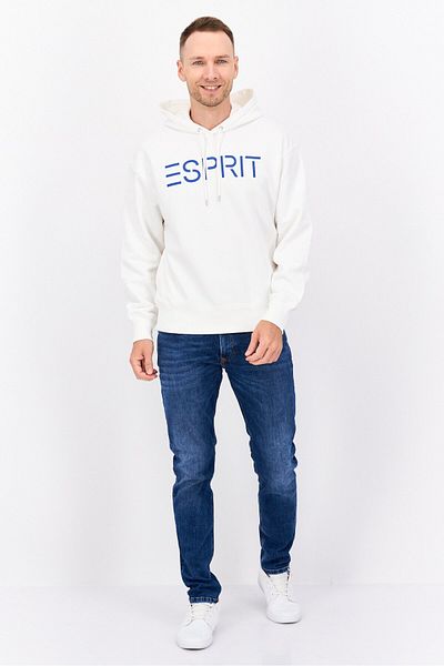 Esprit Men Hooded Long Sleeves Brand Logo Sweatshirt, White