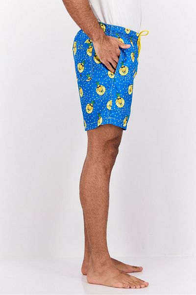 Beach Bros Men Allover Print Beach Short, Blue