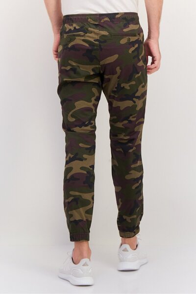 GAP Men Regular Fit Camouflage Jogger Pants, Olive Combo