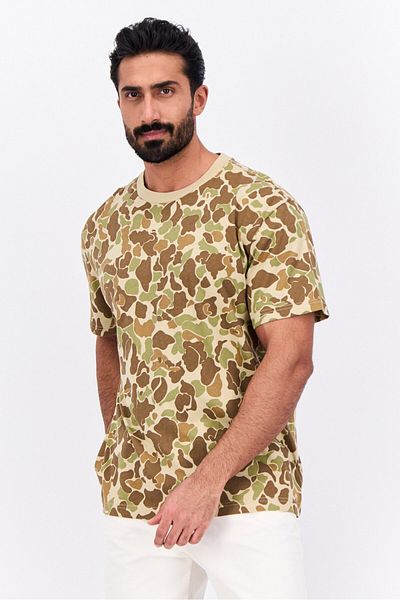 GAP Men Crew Neck Short Sleeve Camouflage T-shirt, Olive Combo