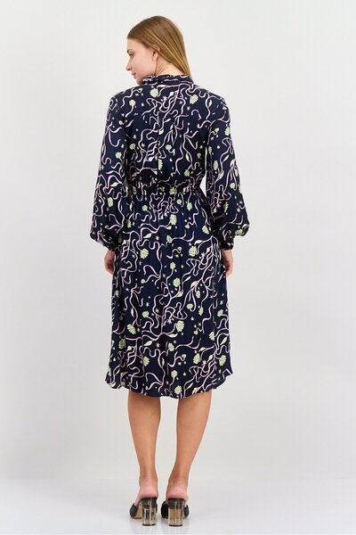 Scotch & Soda Women Printed Midi Dress, Black Combo