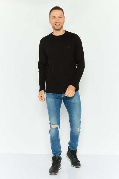 Hurley Men Crew Neck Long Sleeve Textured Sweatshirt, Black
