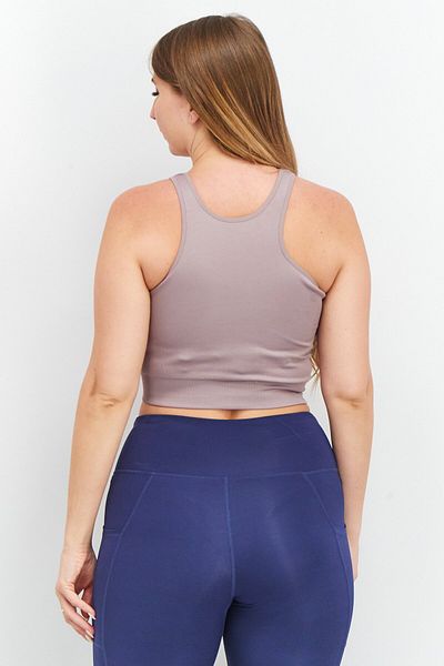 NA-KD Flow Women Crew Neck Sleeveless Rib Top, Taupe