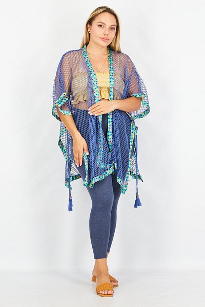 Steve Madden Women Open Wave Cover Up, Blue
