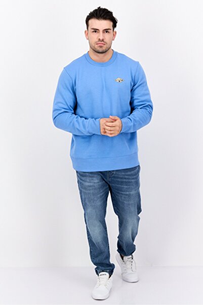 Esprit Men Crew Neck Brand Logo Long Sleeves Sweatshirt, Blue