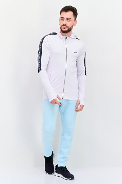 Hugo Boss Men Brand Logo Full Zip Hoodie, White