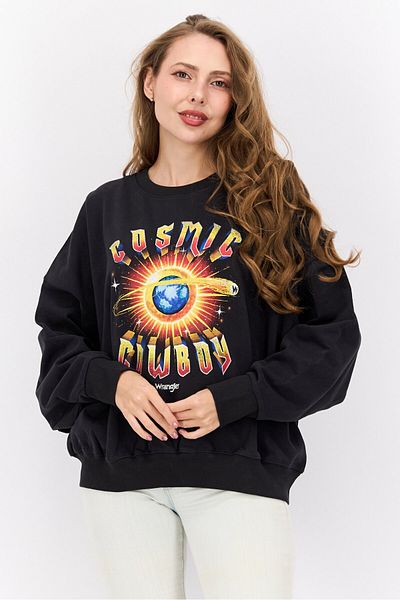 WRANGLER Women Crew Neck Printed Sweatshirts, Black