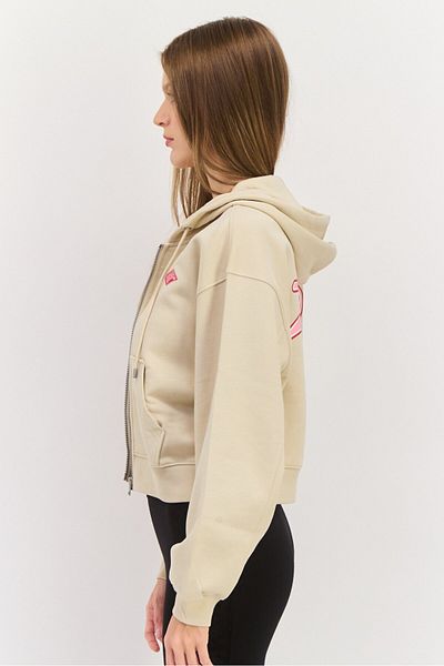 Esprit Women Hooded Brand Logo Long Sleeves Sweatshirt, Beige
