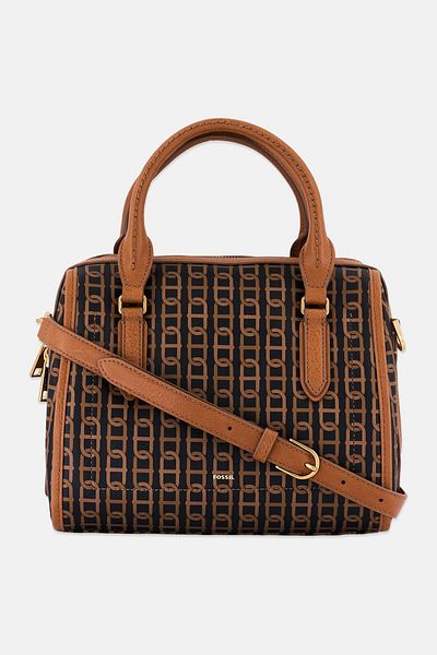 Fossil Women All Over Print Satchels Bag 24 L x 23 H  x 10 W cm, Black