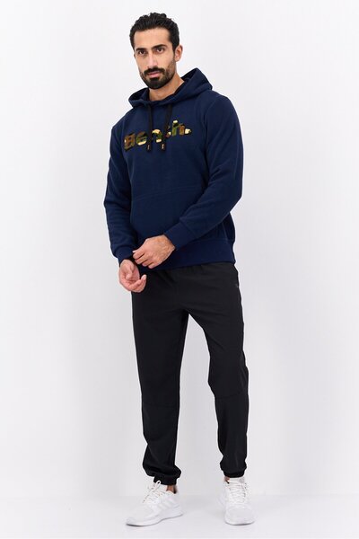 BENCH Men Sportswear Fit Hooded Outdoors Sweatshirt, Deep Navy