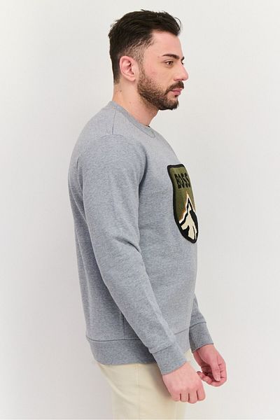BOSS Men Crew Neck Long Sleeves Vintage Logo Sweatshirt, Grey