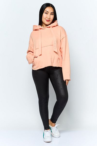 Tribe of 6 Women Hooded Embroidered Logo Long Sleeve Sweatshirt, Orange