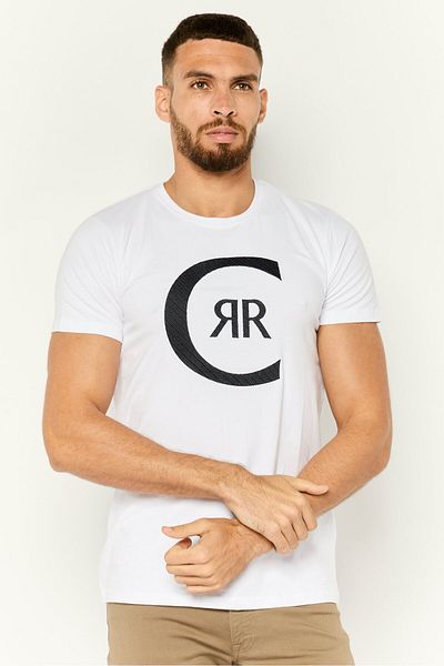 Cerruti 1881 Men Crew Neck Short Sleeves Brand Logo T-shirt, White
